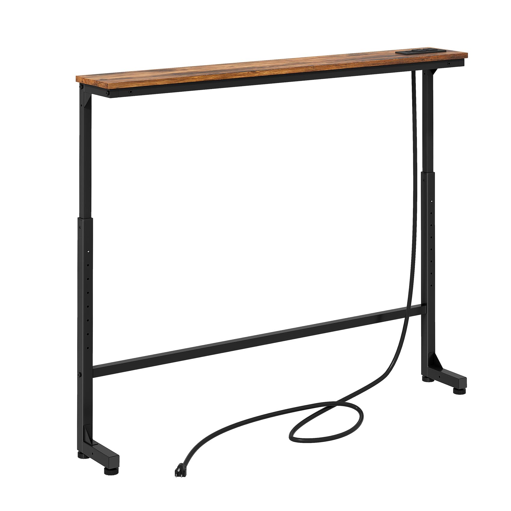Kitstorack narrow console behind sofa shows space-saving arrangement for living rooms.
