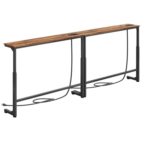 Kitstorack narrow console behind the sofa with adjustable height for flawless alignment and charging access.