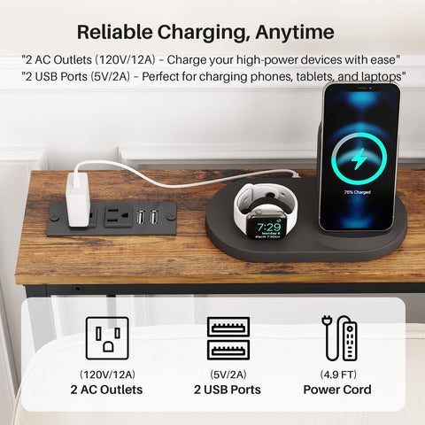 Kitstorack console with USB ports supports quick charging for phones and tablets.