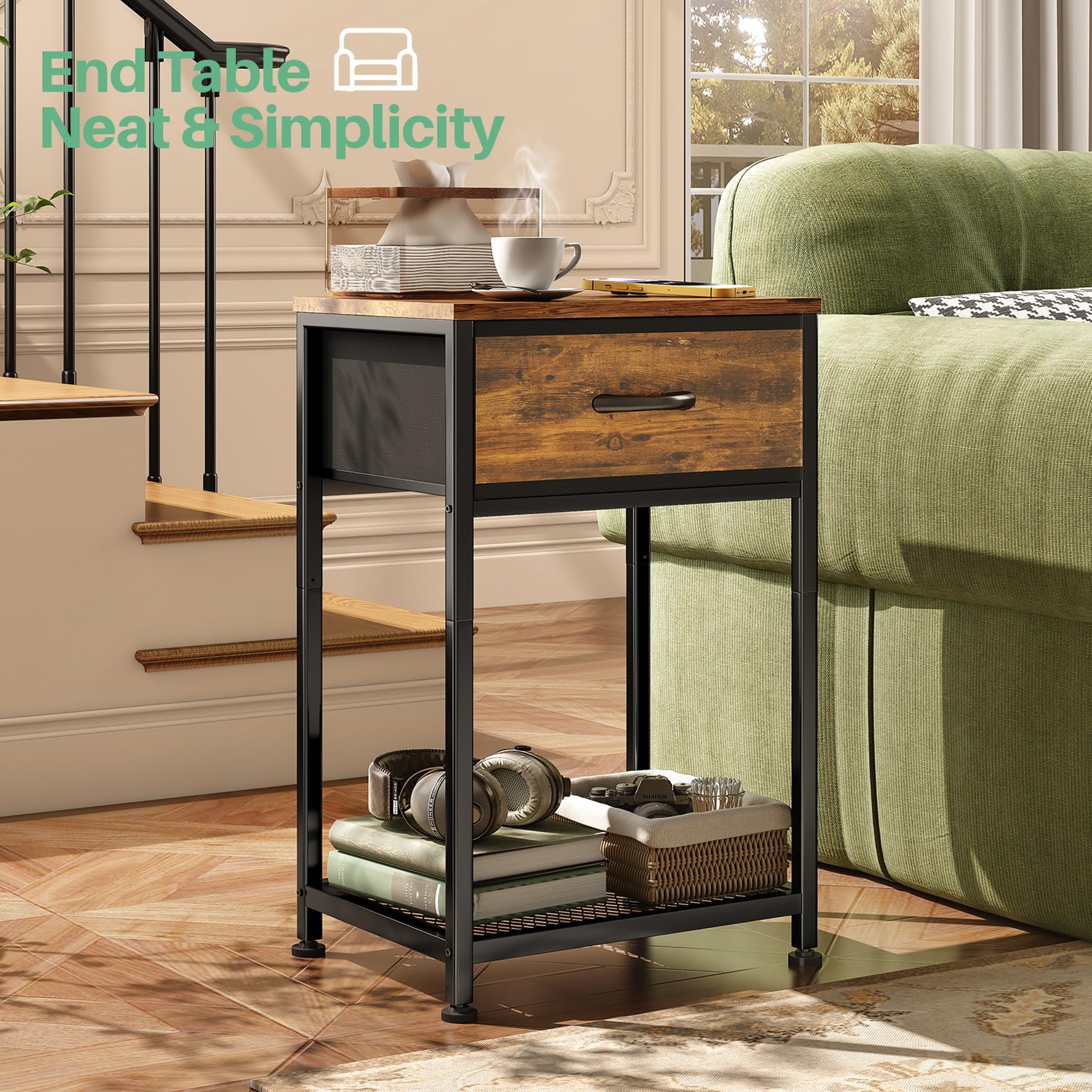 Kitstorack night-stand steel frame providing durable, long-lasting support.