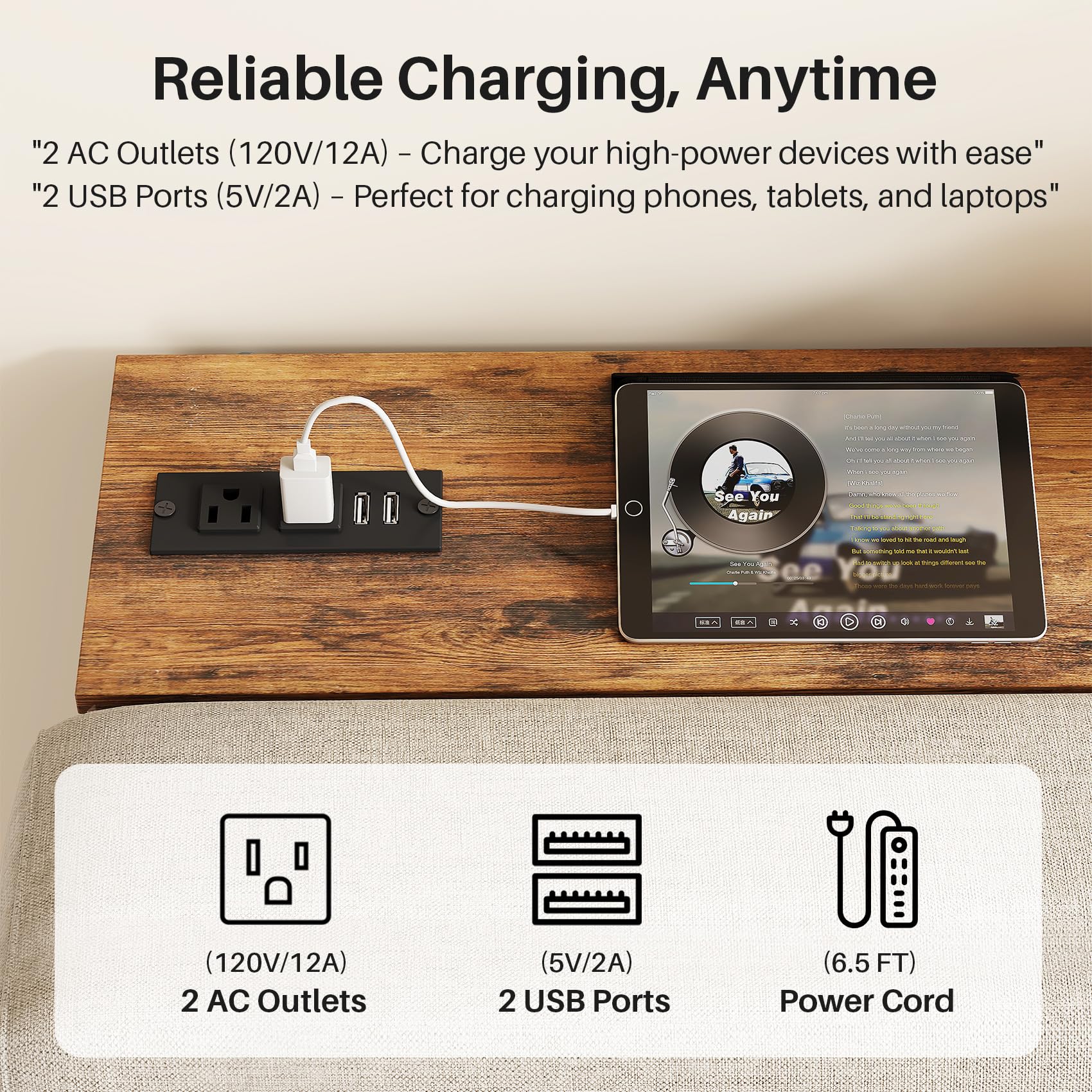 Kitstorack 4.9-foot power cord enables flexible placement