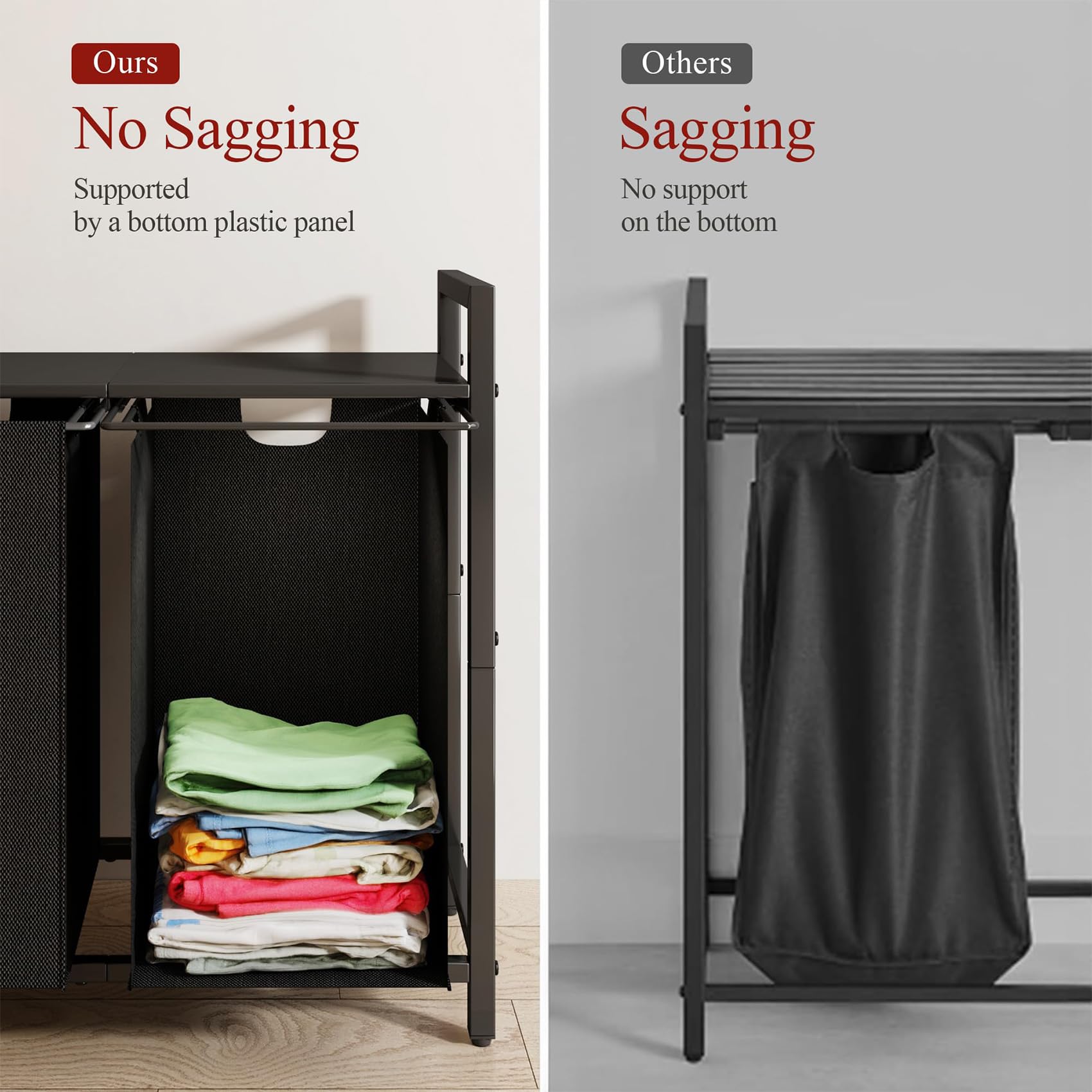 Kitstorack sturdy metal frame with adjustable feet and anti-tip design for stability.