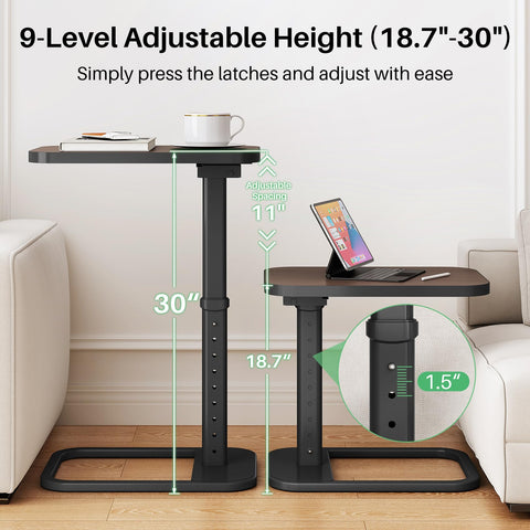 Kitstorack TV Tray Table in espresso finish with rounded metal corners for safe use.