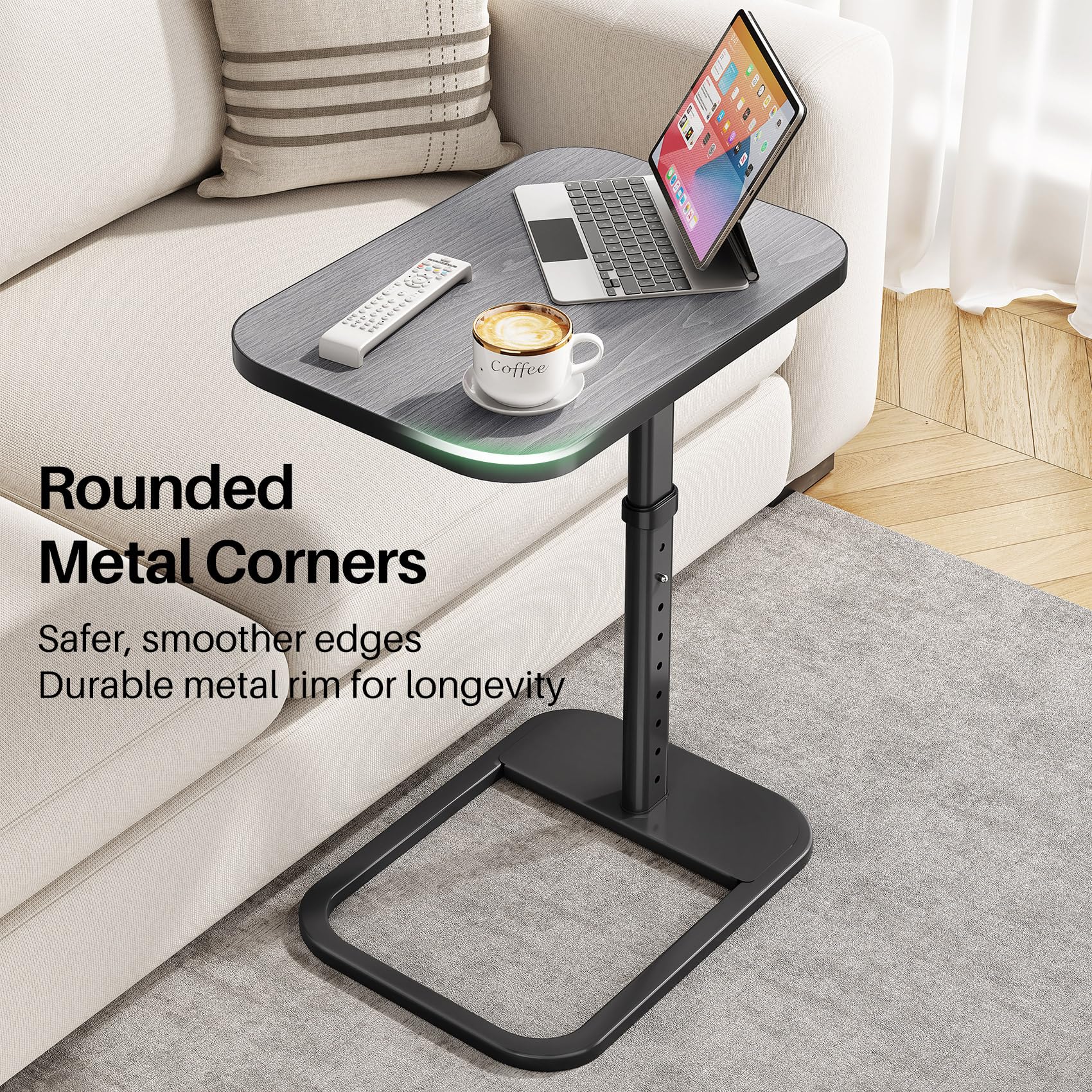 Kitstorack TV Tray Table with rounded metal edges for safe, elegant use