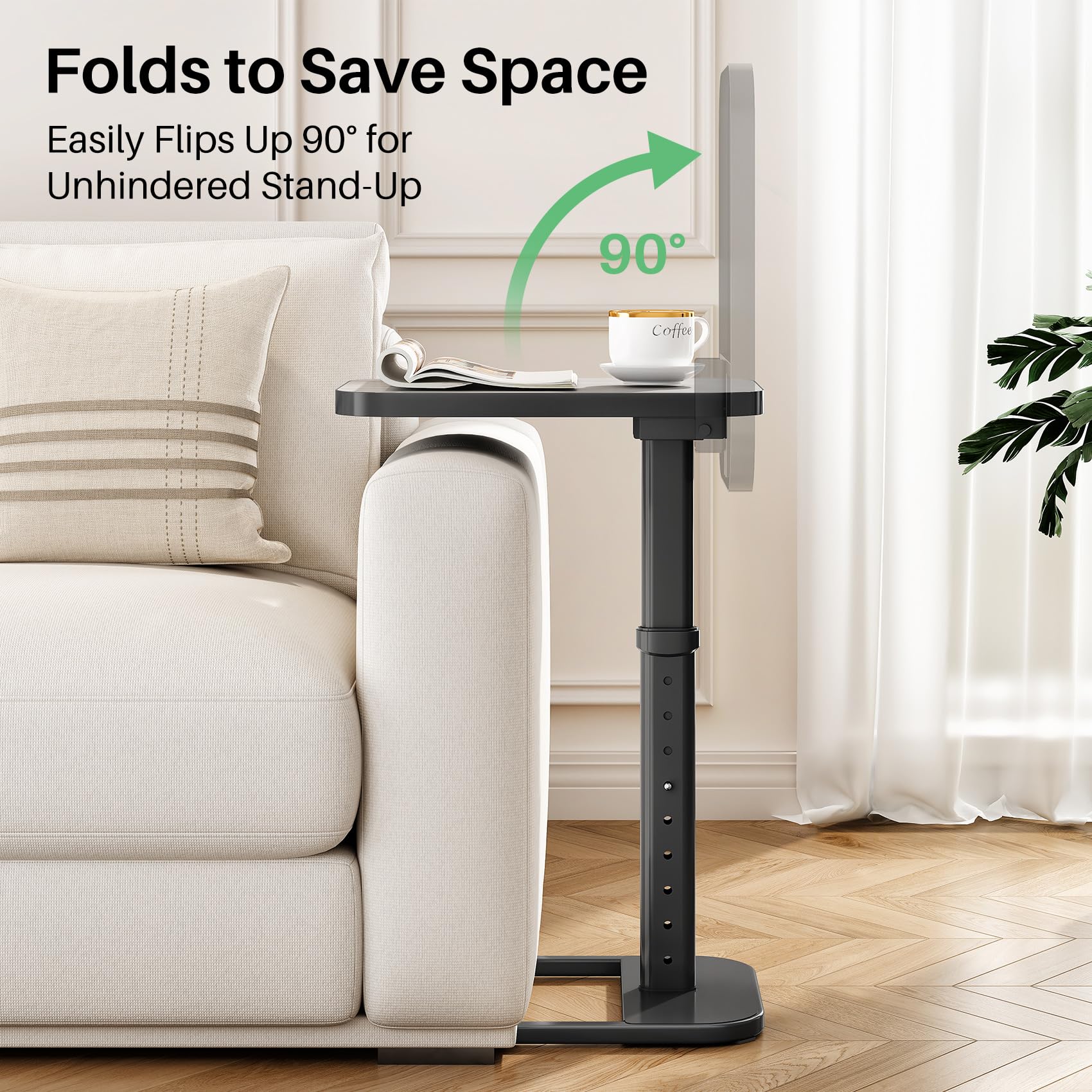 Kitstorack TV Tray Table space-saving design fits beside sofa or bed