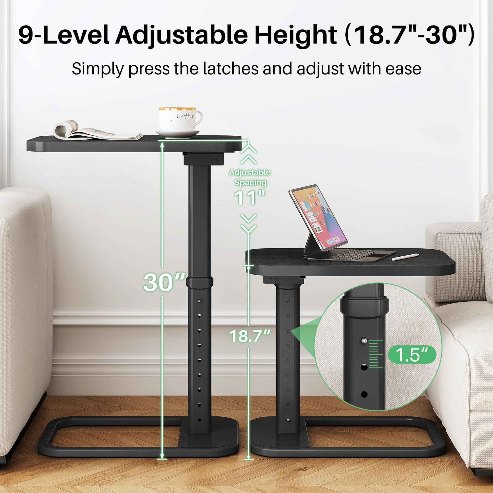 Kitstorack TV Tray Table sturdy base provides stable daily use.