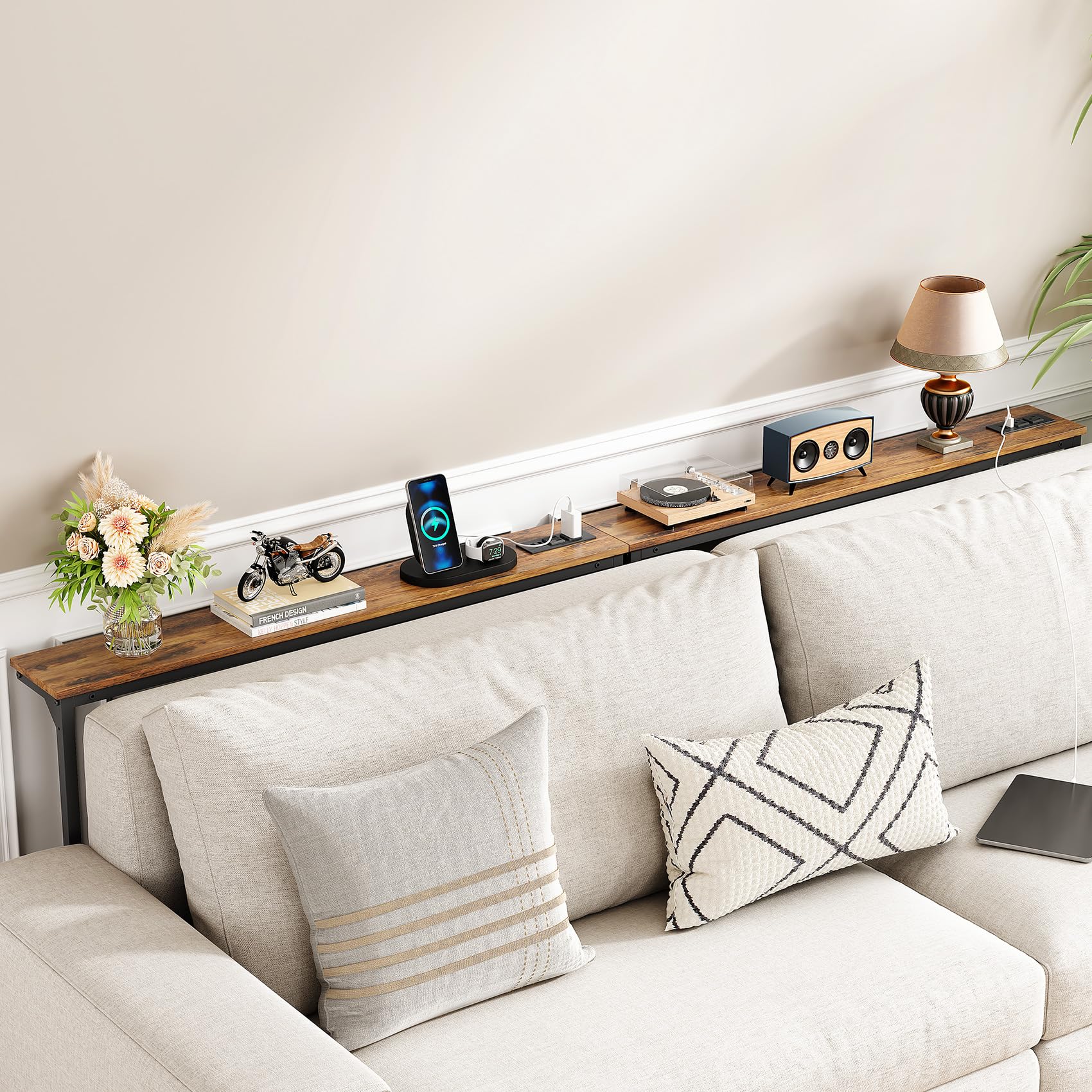 Kitstorack unit features 2 outlets and USB ports for easy device charging.