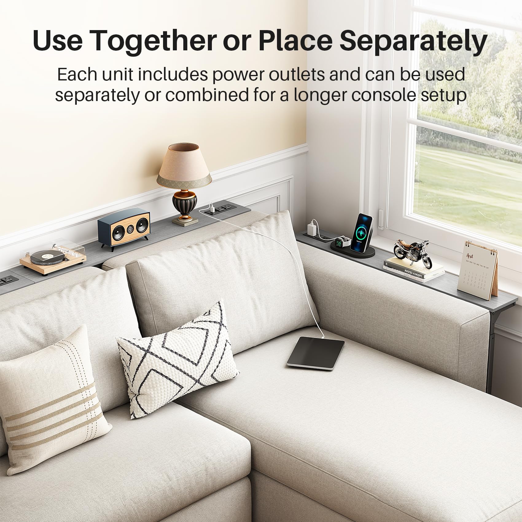 Kitstorack two-piece table with outlets can be used together.