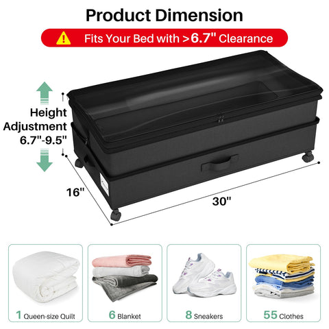 Kitstorack under-bed shoe storage with clear visibility for quick grab