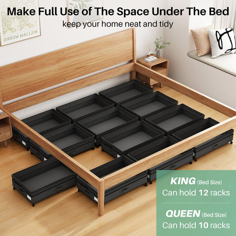 Kitstorack under-bed shoe storage keeps footwear organized and accessible.