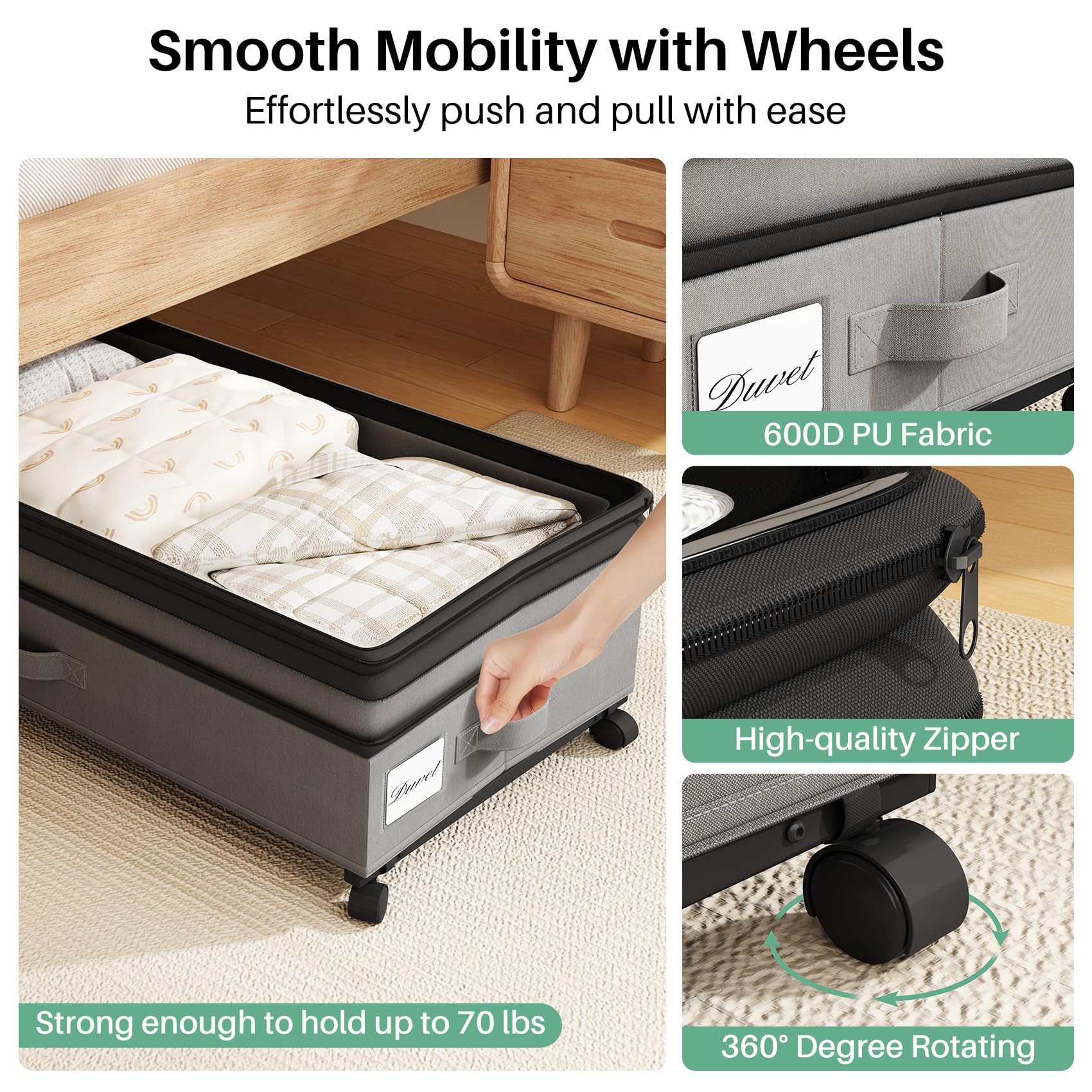 Kitstorack under-bed storage clear window and label for quick viewing