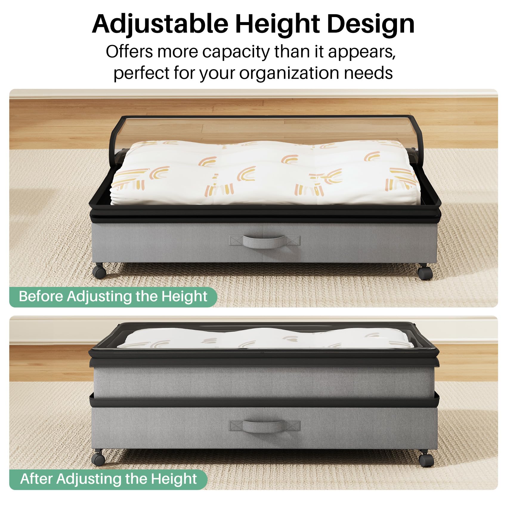 Kitstorack under-bed storage foldable design saves space when not in use