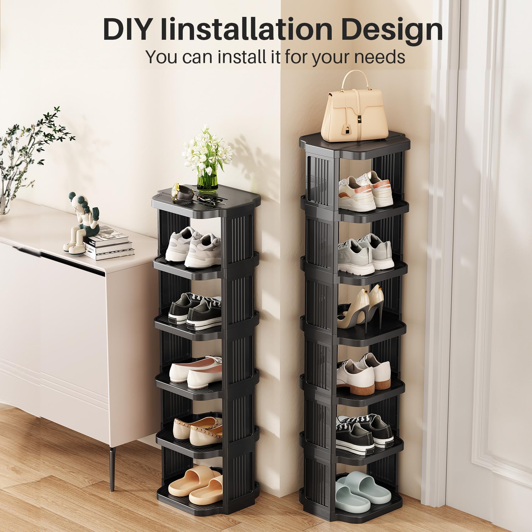 Kitstorack wall-friendly rear panel protects walls and keeps shoes neatly aligned.