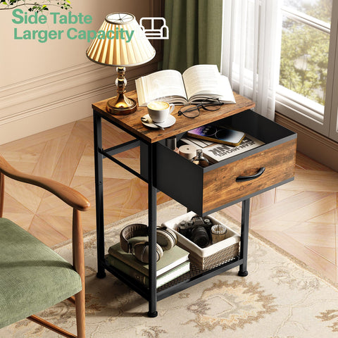 Kitstorack night stand wood top that resists moisture and scratches.