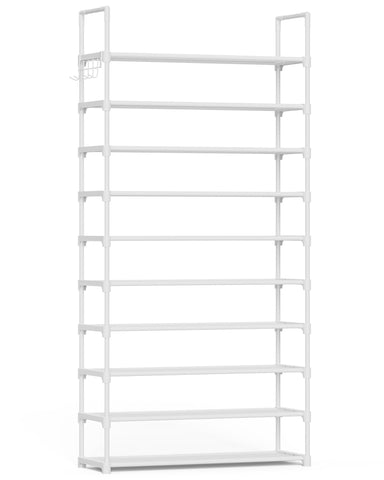 Kitsure 10-tier shoe rack in a closet keeps shoes organized and accessible.