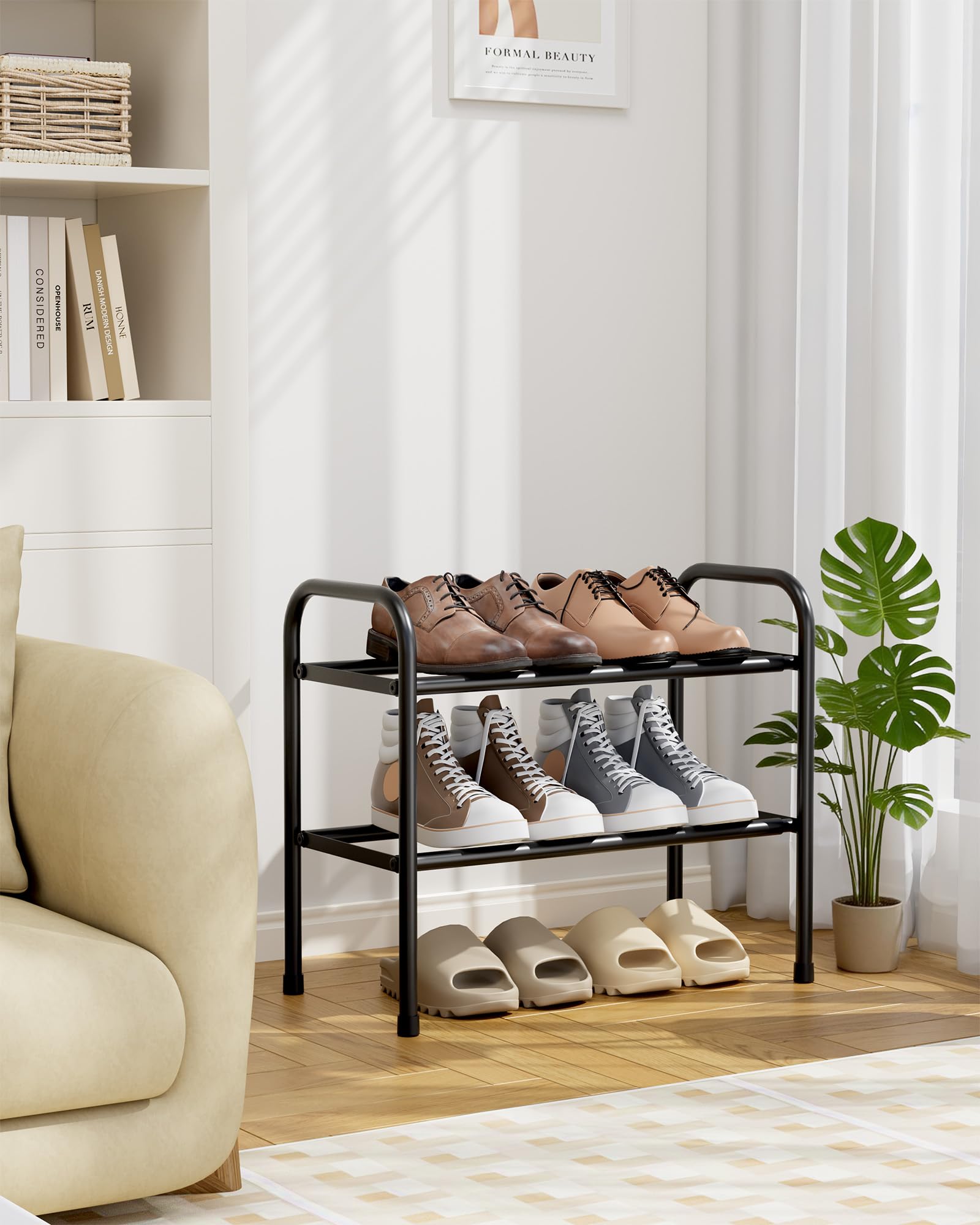 Kitsure extendable shoe rack entryway setup keeps footwear organized