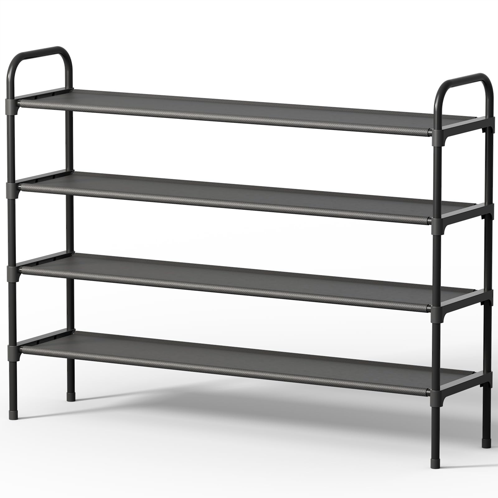 Kitsure extra-long 4-tier shoe rack for front door keeps entryway organized and accessible.