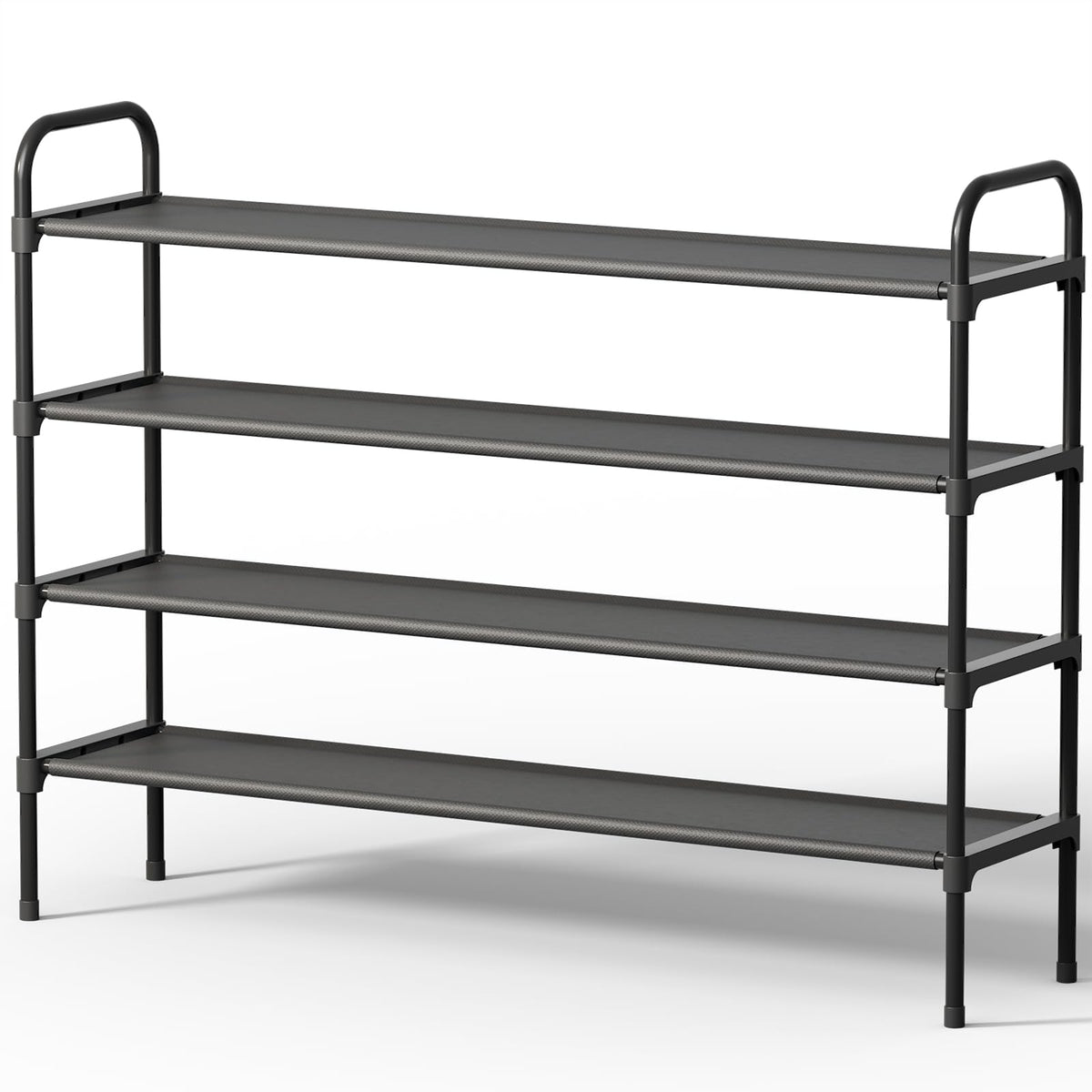 Kitsure extra-long 4-tier shoe rack for front door keeps entryway organized and accessible.