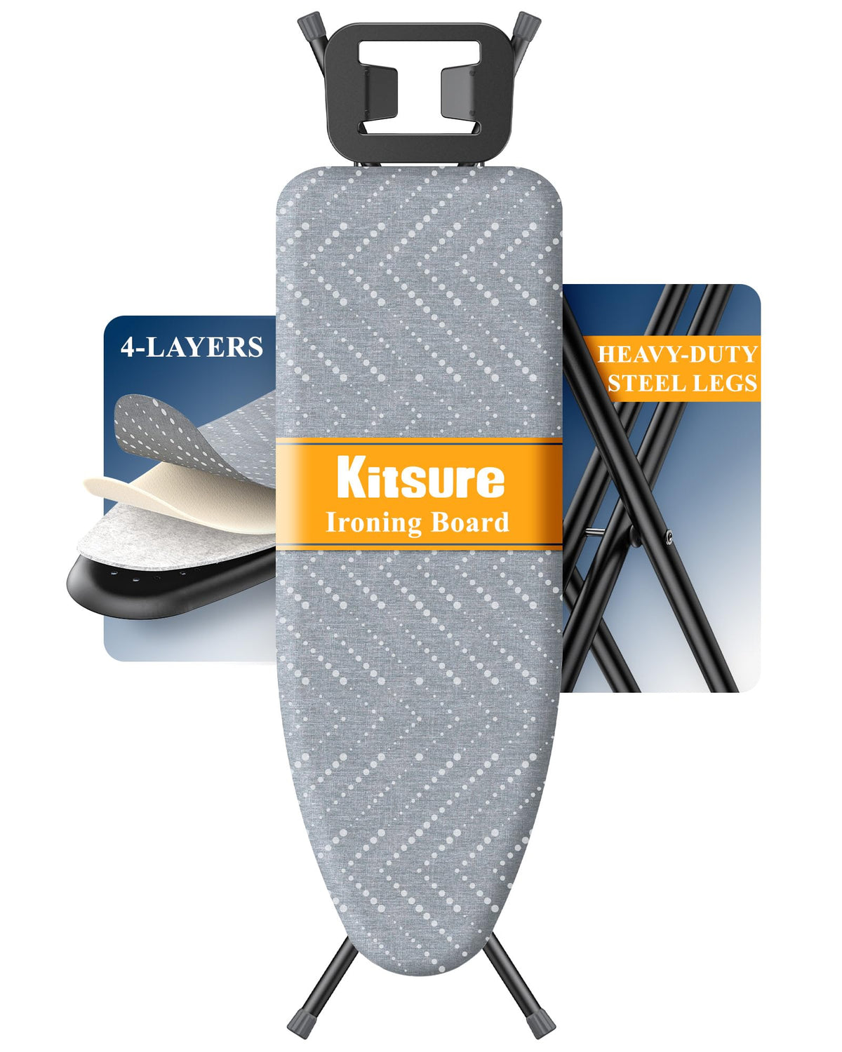 Kitsure folding ironing board main surface 43x13 for compact spaces