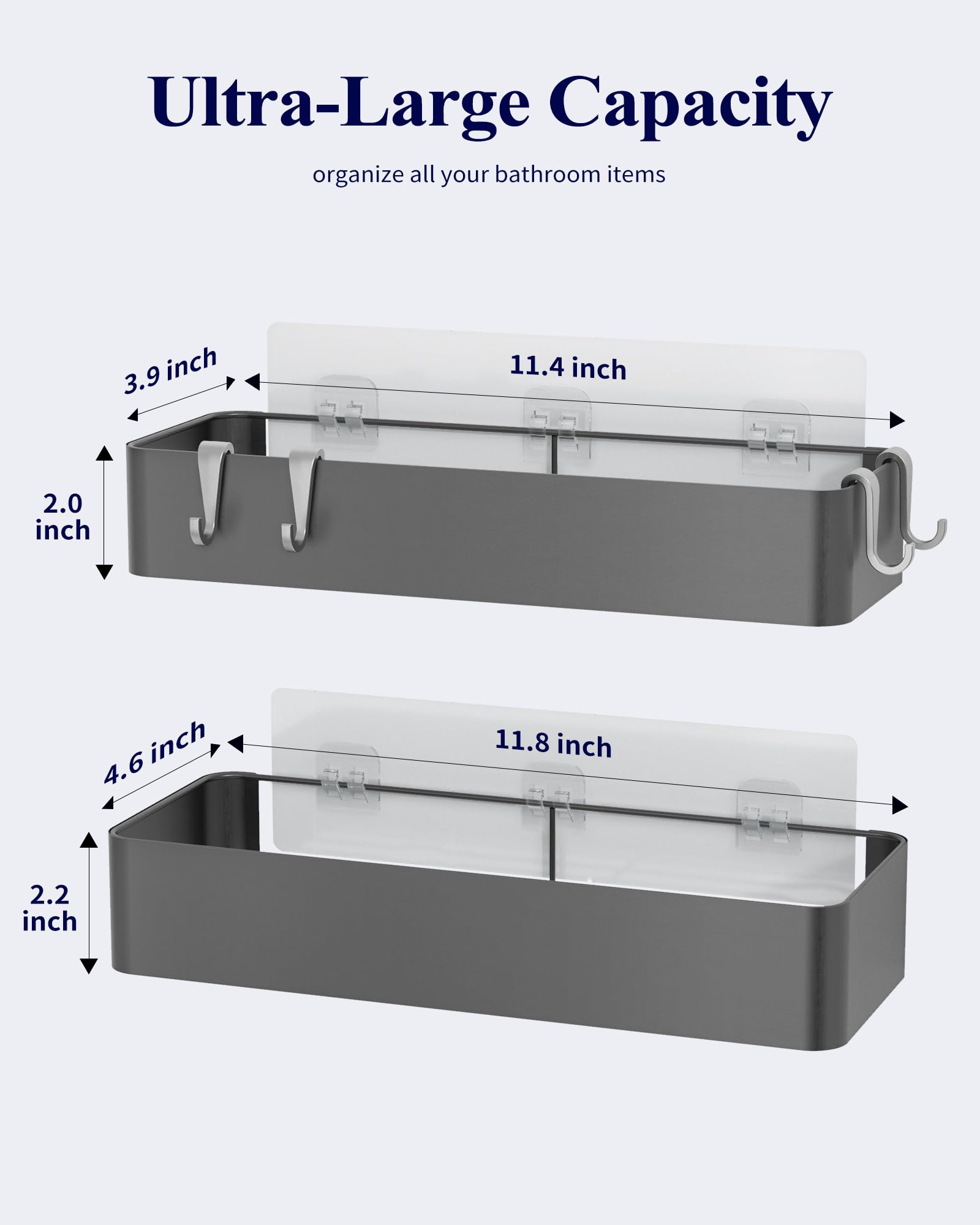 Kitsure large-capacity caddies hold body wash, shampoo, and more.