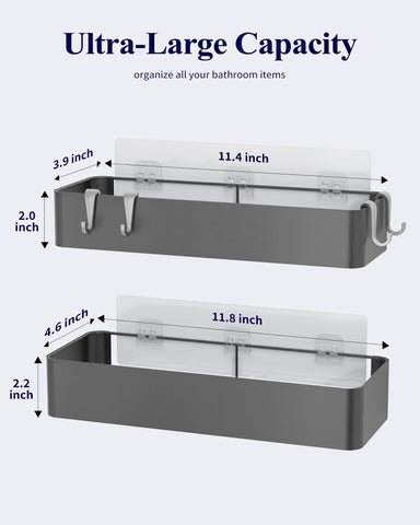 Kitsure large-capacity caddies hold body wash, shampoo, and more.
