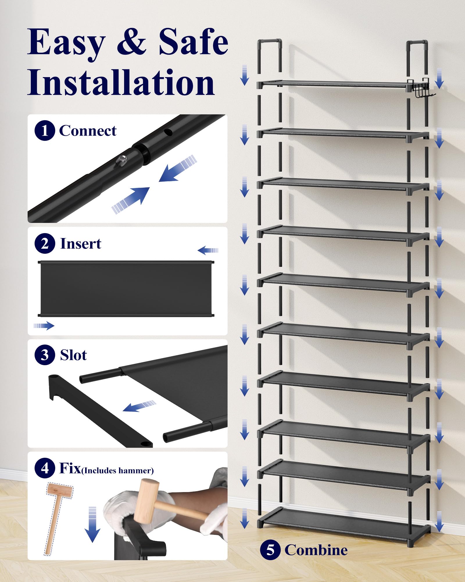 Kitsure non-woven fabric shelves protect footwear and block dust