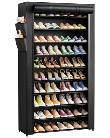 Kitsure shoe rack with 10 tiers and dust cover, maximizing storage and protection.