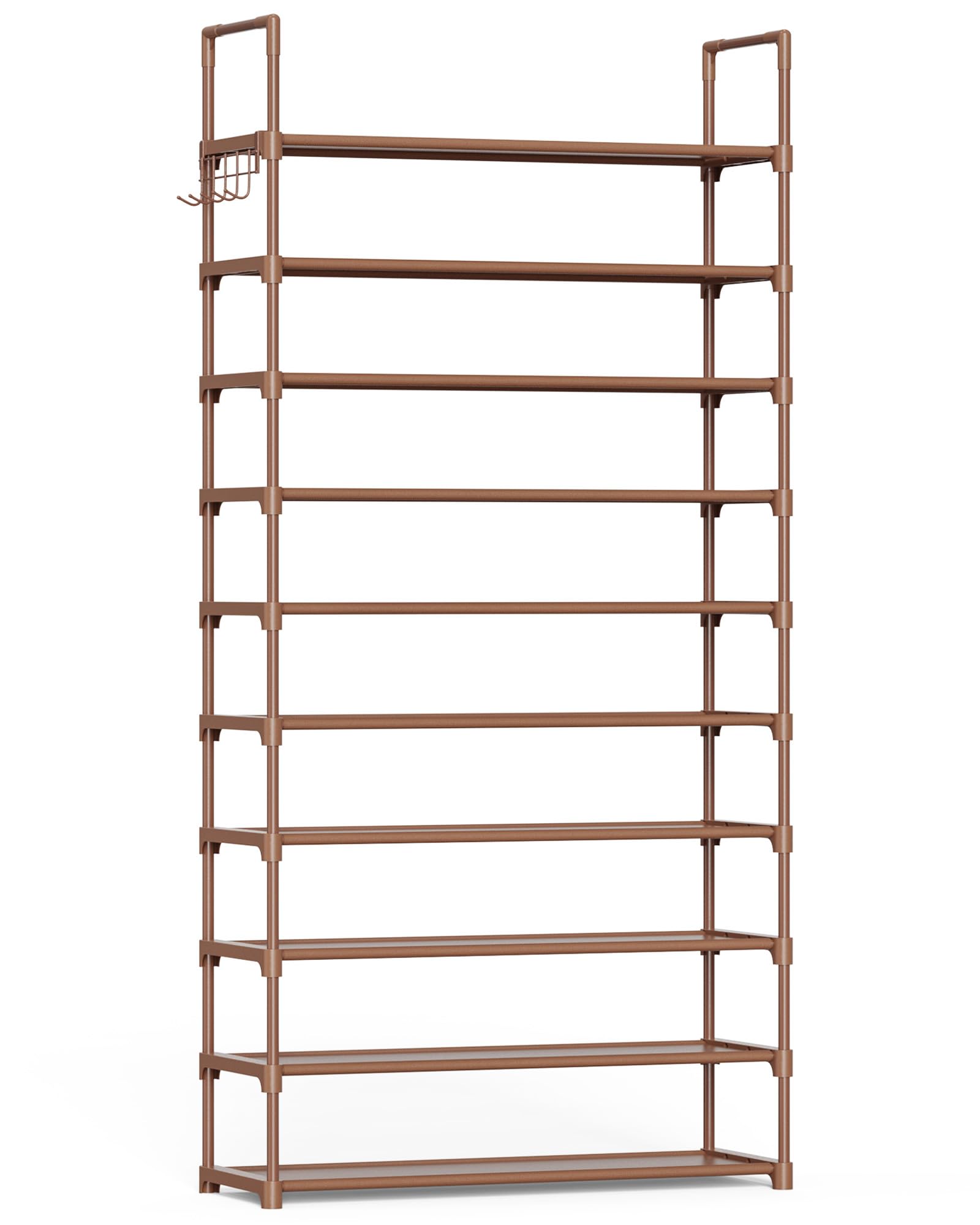 Kitsure 10-tier shoe rack front view showing spacious, organized entryway storage.