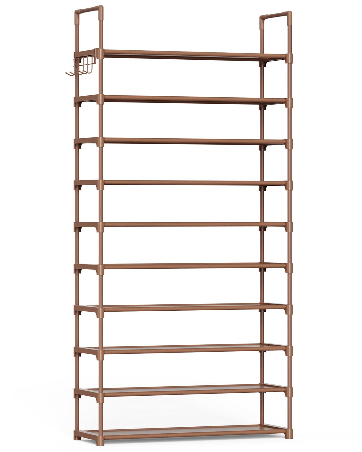 Kitsure 10-tier shoe rack front view showing spacious, organized entryway storage.