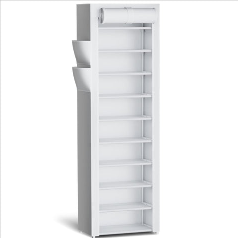 Kitsure 10-tier shoe rack front view shows organized footwear storage