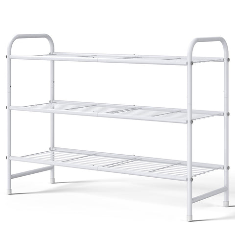 Kitsure 3-tier shoe rack front view with spacious shelves for sneakers and heels