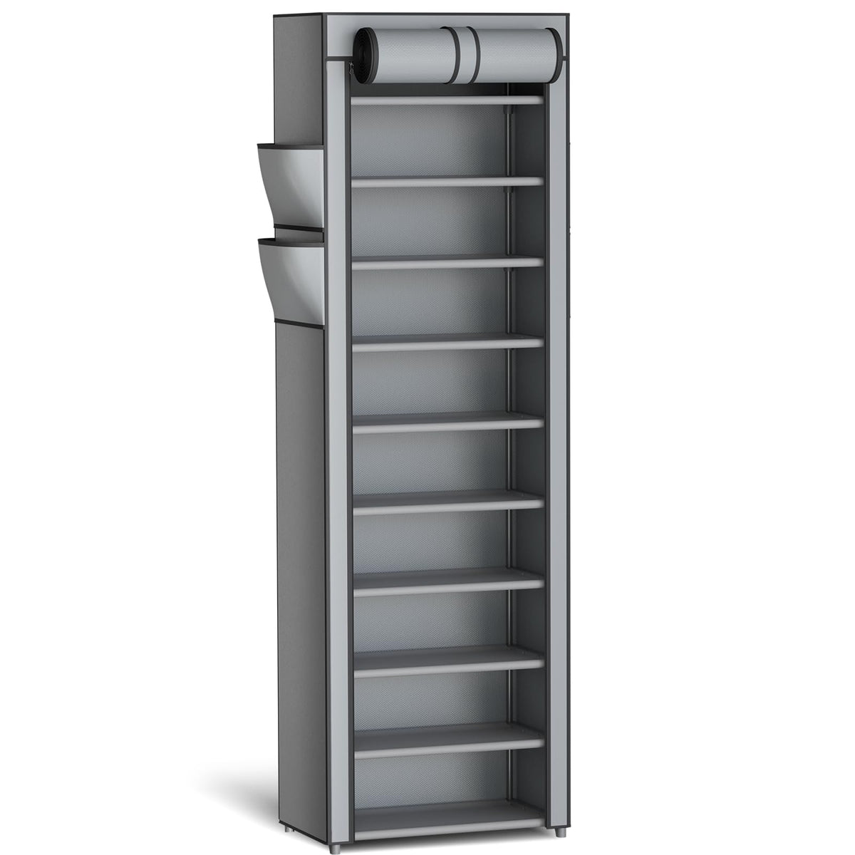 Kitsure 10-tier shoe rack assembly view showing organized closet space.