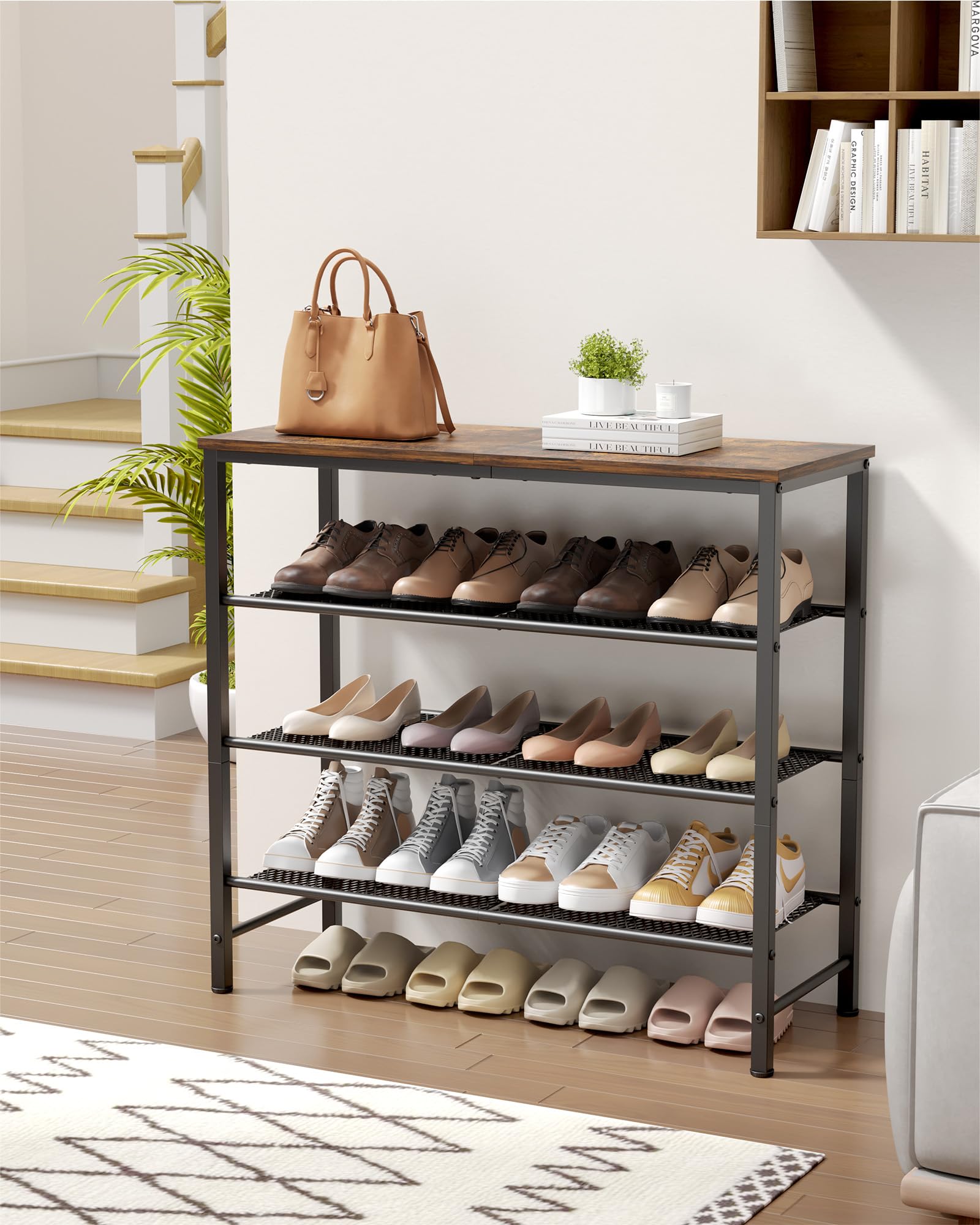 Kitsure shoe rack keeps shoes organized and accessible for daily use.