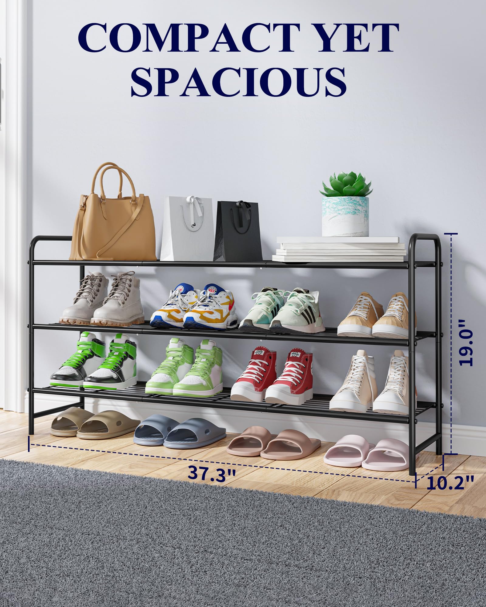 Kitsure shoe rack with detachable stackable design for compact spaces.