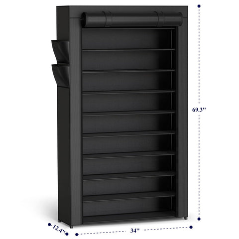 Kitsure shoe rack with dust cover closeup showing protection and access.