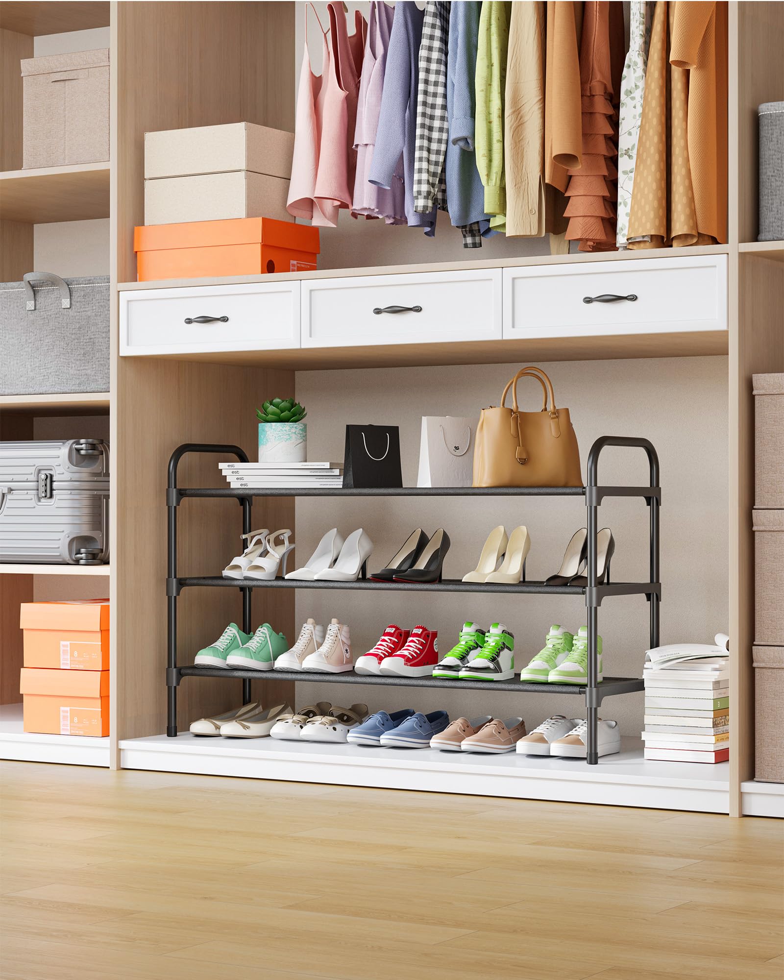 Kitsure shoe rack by the front door for quick access and organization