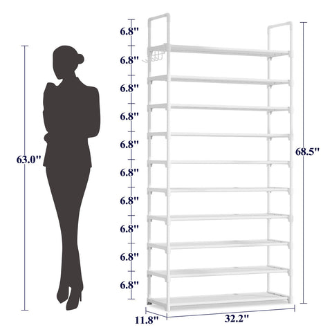 Kitsure shoe rack with hook rack adds space for bags and keys near the entry.