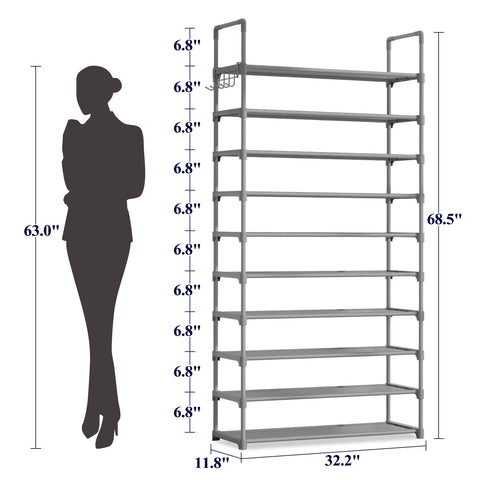 Kitsure shoe rack hook rack demonstrating extra storage for bags and keys in a compact closet
