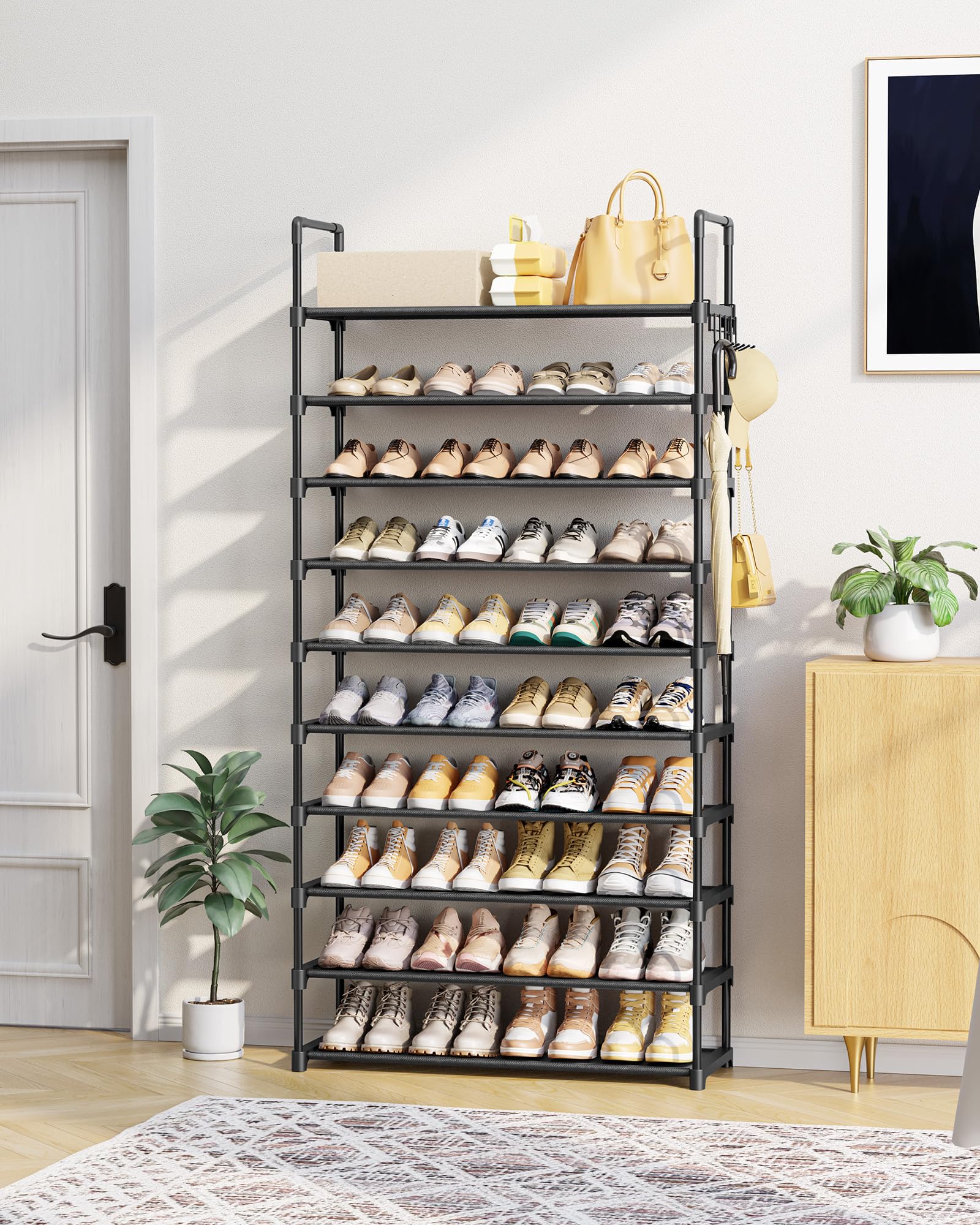Kitsure shoe rack side hook for bags and keys organization