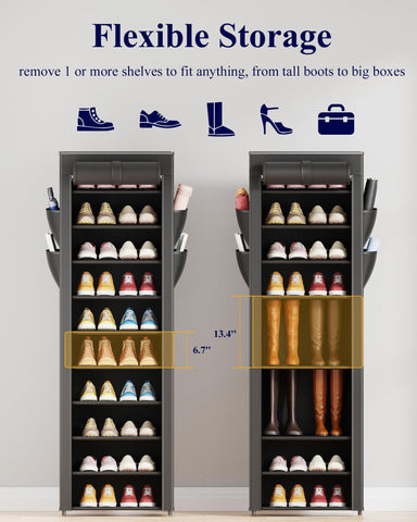 Kitsure shoe rack side pockets adding space for small accessories