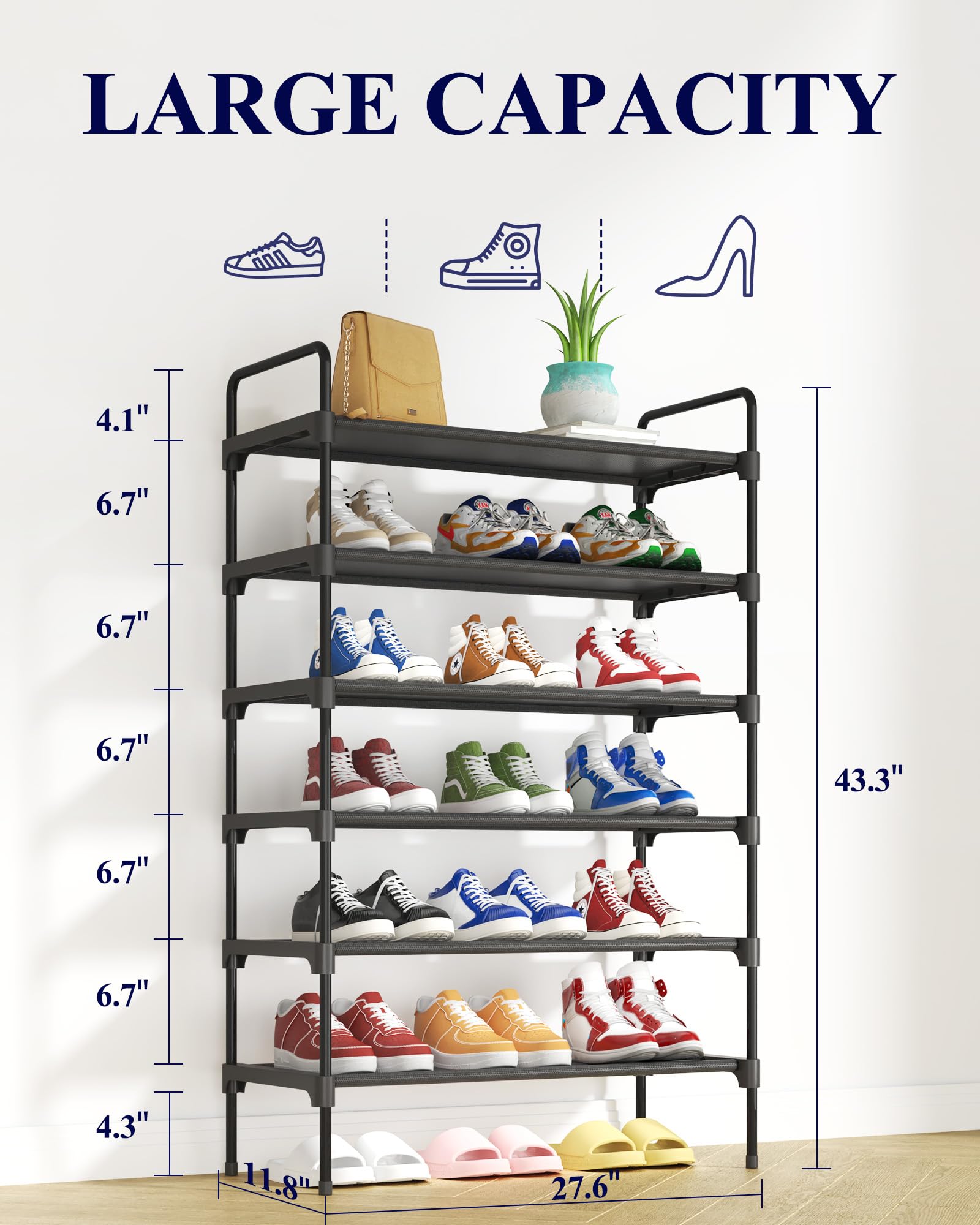 Kitsure tool-free assembly shoe rack simplifies setup and customization.