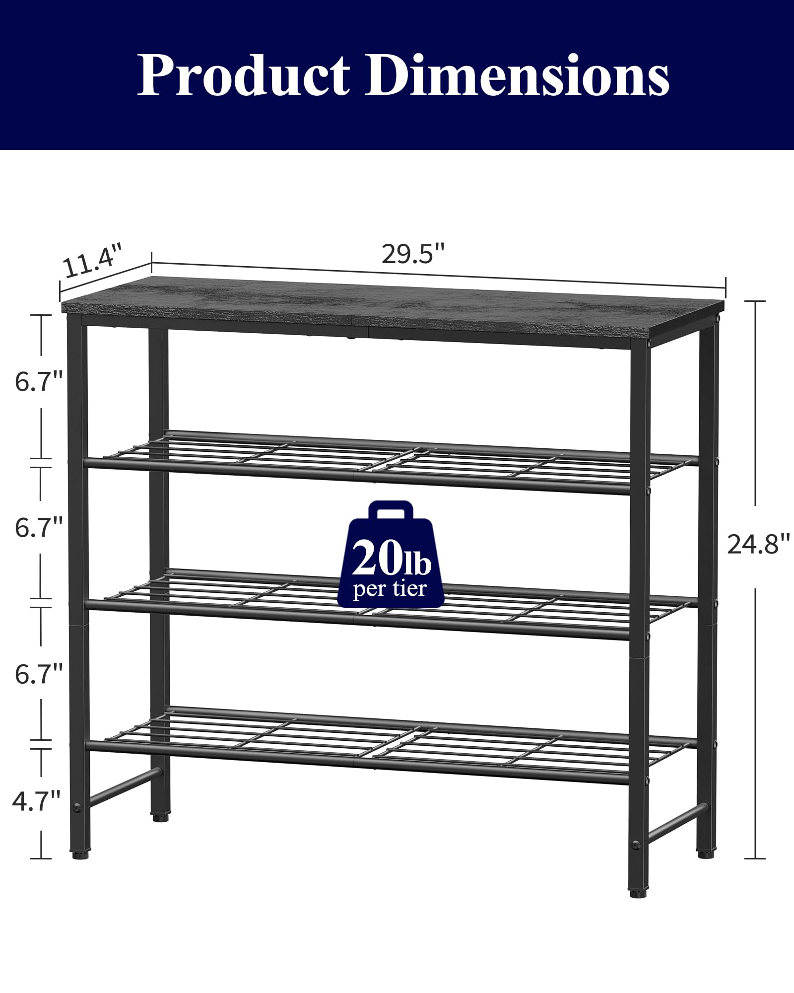 Kitsure shoe rack top shelf provides extra space for bags