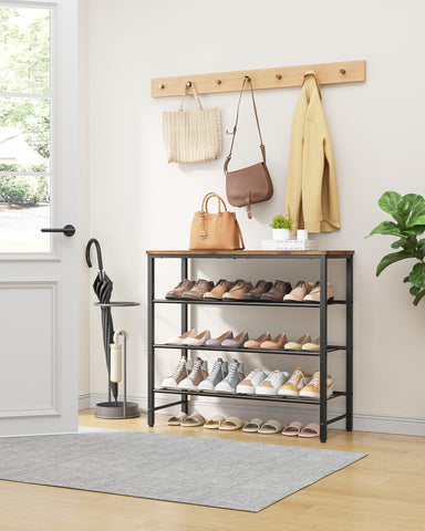 Kitsure top-shelf area stores bags or decor for a tidy entry.
