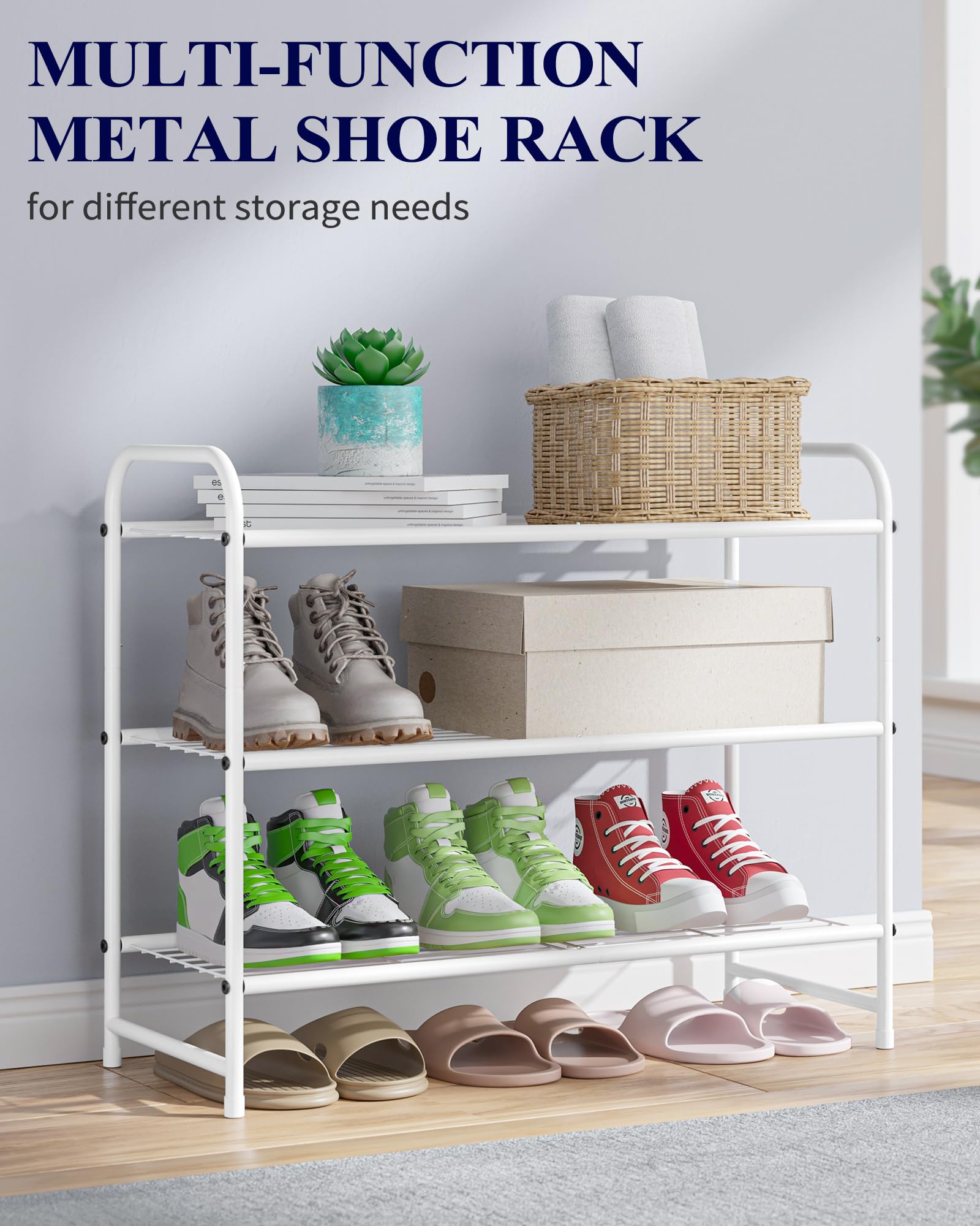 Kitsure white free-standing rack for organized footwear storage