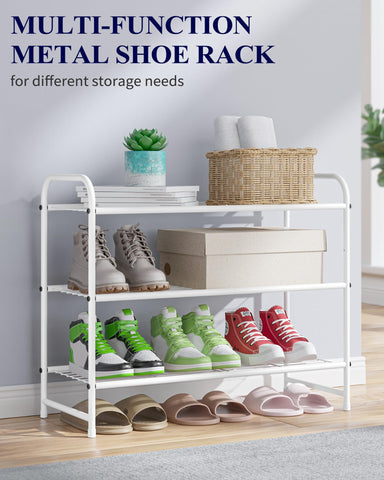 Kitsure white free-standing rack for organized footwear storage
