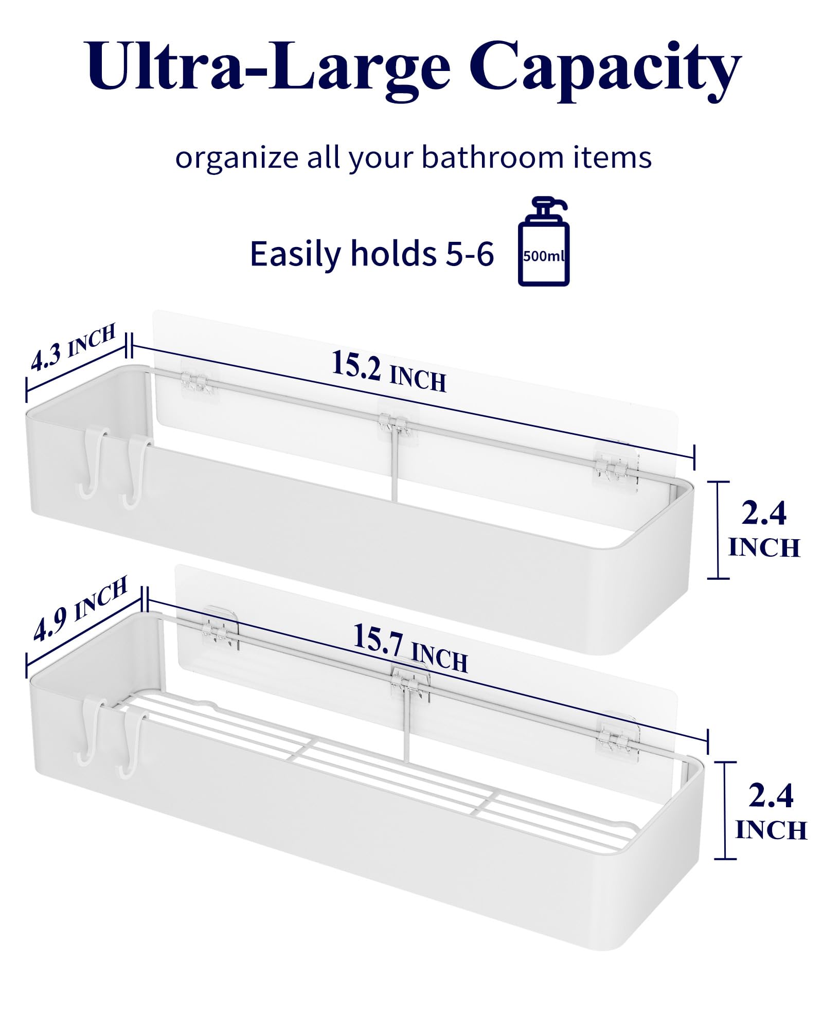 Kitsure adhesive tapes securely hold up to 20 lb for stable storage.