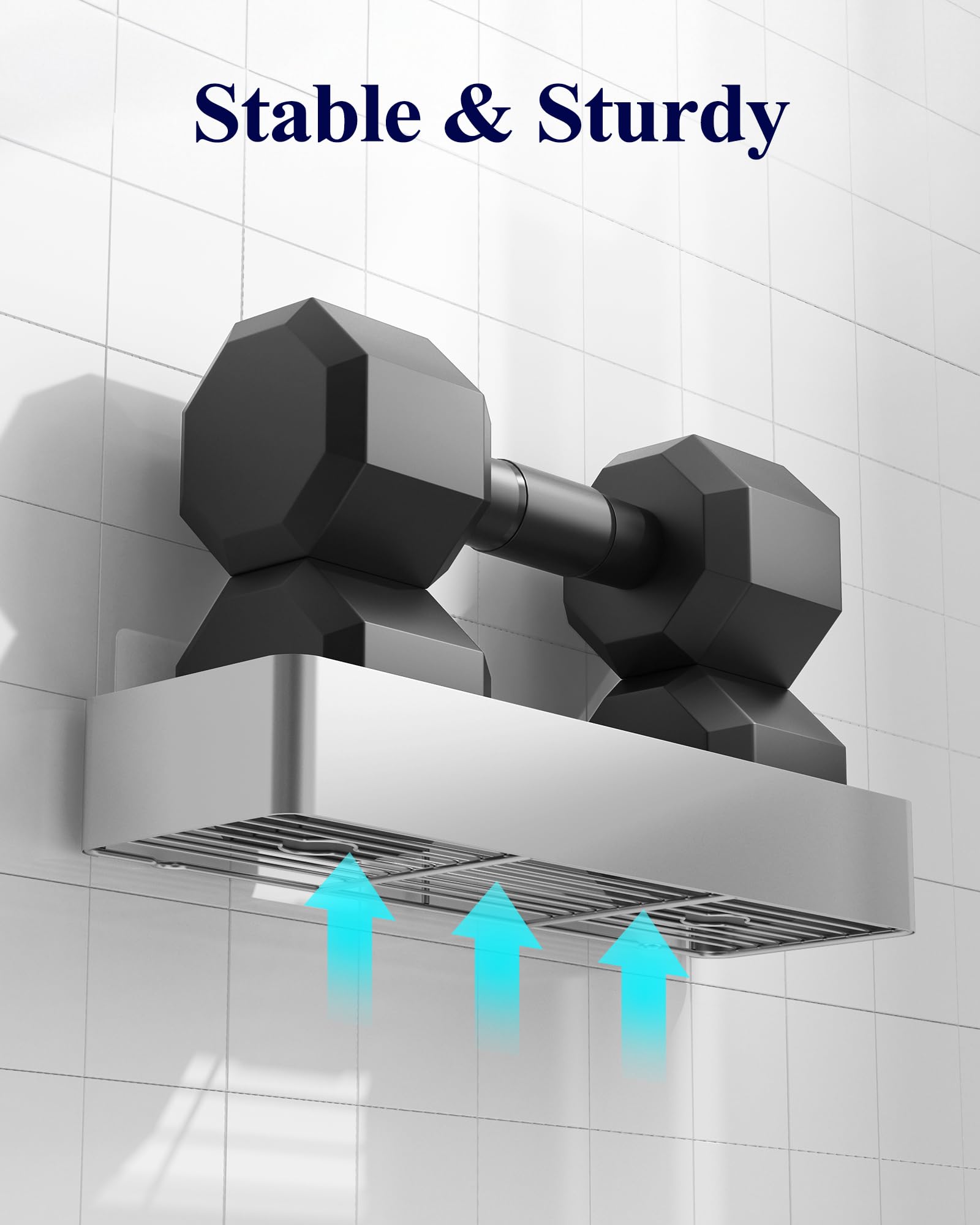 Kitsure caddy drainage design with hollow bottom for quick drying.
