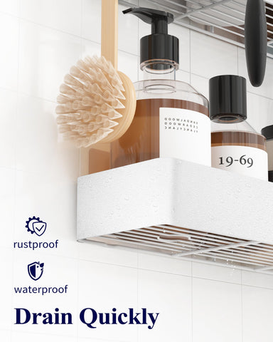 Kitsure quick-drain design keeps surfaces dry after showers.