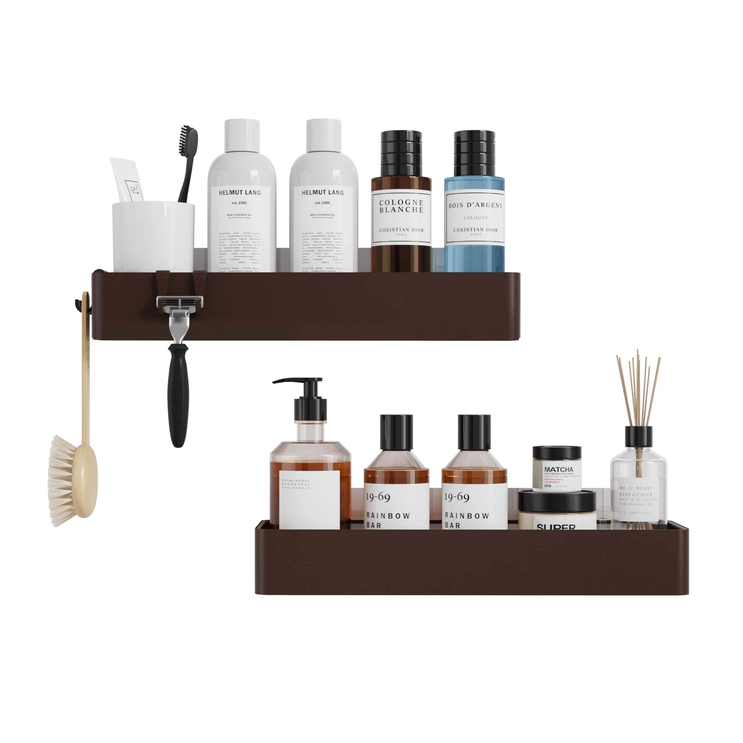 Kitsure rustproof metal caddy close-up highlights durable brown coating.