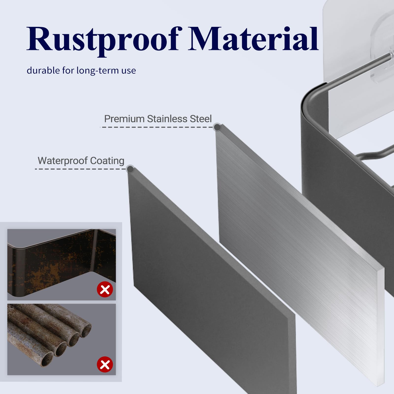 Kitsure rustproof metal shelves provide durable bathroom storage.